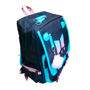 MOCHILA BTS ESCOLAR COLOR CELESTE