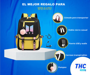 MOCHILA ESCOLAR BTS AMARILLO