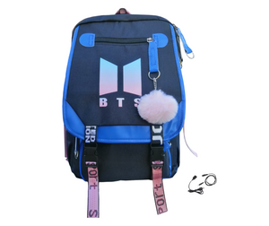 MOCHILA BTS ESCOLAR - COLOR AZUL